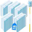 40 Count 360 Heavy Duty Duster Refills Compatible with Swiffer,Large Size-Extra Thick Disposable Electrostatic Duster Refill with 1 Retractable Handle(35-inch Length Fully expanded) (Blue)