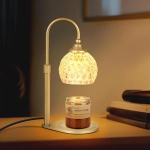 Adjustable Candle Lamp, Electric Warmer with Timer 2/4/8H, 2 Bulbs, Dimmable Wax Melt Warmer with Anti-Slip, Valentine's Day Gift for Candle Lovers