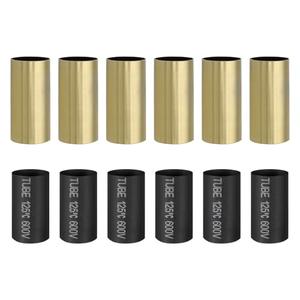 PATIKIL 2" Tall Candle Covers Sleeves, 6Pcs Metal E12 Chandelier Socket Sleeves with Insulation Heat Shrinkable Flame Retardant Tube Bulb Light Base Holder for Lamps, Bronze