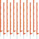 Sintuff 50 Pack Electric Fence Posts, 40 Inch Plastic Step in Heavy Duty Sturdy Fence Posts for Farm Garden Yard Temporary Outdoor Wire Fencing(Orange)