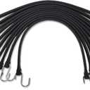 21" Rubber Bungee Cords with Hooks, Heavy Duty EPDM Bungee Cord with 150% Max Stretch, Heavy Duty Bungee Straps for Securing Tarps, Canvases, Cargo, Motorcycle, Weatherproof, Pack of 10
