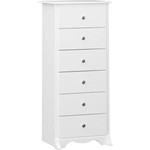Prepac Sonoma 6 Drawer Dresser for Bedroom, Tall Chest of Drawers, Bedroom Furniture, Clothes Storage and Organizer, 19" D x 23.25" W x 52.75" H, White
