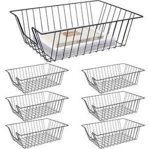 Yeaqee 6 Pcs Letter Tray Wire Paper Trays Stackable File Desk Organizer Metal File Paper Holder Basket for Desk Desktop Letter Storage for Office Home Classroom School(17'' x 12'' x 5 '',Black)