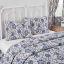 VHC Brands Dorset, Farmhouse Quilted Bed Sham, Standard, Floral, Navy, 21x27