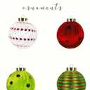 12PCS Christmas Ornaments Balls, 3.15" Red Green Velvet Shatterproof Christmas Tree Decorations with Sparkling Stripes and Dots, Holiday Party Decorative Hanging Baubles