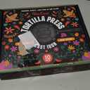 Uno Casa Cast Iron Tortilla Press 10 Inch - Tortilla Maker Press, Pre-Seasoned Roti Maker with 100 Pcs Parchment Paper - Heavy Duty Quesadilla Maker for Homemade Flatbreads, Rotis, Empanadas (Black)