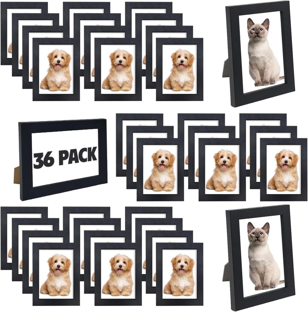 Set of 36 Picture Frame Bulk 4x6 Photo Picture Frames Gallery Wall Photo Frames Simple Black Picture Frames for Wall or Tabletop Display Photos, Paintings, Artwork
