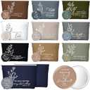 20 Pcs Christian Gifts for Women Bulk 10 Inspirational Religious Canvas Makeup Bags with 10 Mini Bible Verse Compact Mirrors for Church Mom Pastor Sunday School Study Office