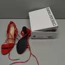 Allegra K Women's Lace Up Block High Heels Sandals (9, Red)