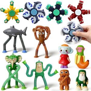 Italian Brainrot Stress Relief Set  Flexible Pop Tubes, Character Figures & Rotating Sensory Pieces, Compact Decompression Bundle for Relaxation & Focus