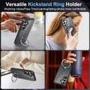 2 x Hocase for Samsung Galaxy S25 Case, with Ring Stand [Magnetic Wireless Charging Supported] [Military Grade Protection] Slim Shockproof Translucent Protective Phone Case - Black