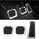 2PCS Non-Slip Car Pedal Covers, Manual Vehicle Gas Brake Pedal Pads Sets for Safe Driving, Automotive Transmission Accelerator Covers Replacement Kit Accessories, Universal Fit (Silver)