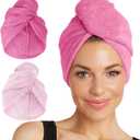Turbie Twist 2Pack Microfiber Hair Towel for Beauty, Travel, Gifting  Hair Wrap Turban for Straight, Wavy & Curly Hair  Premium Hair Care  Dark Pink & Light Pink