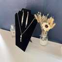 4Pcs/Set Necklace Display Stand for Selling, Earring Necklace Jewelry Set Easel Display Rack,Covered Soft Velvet with Cardboard Easel Necklace Display (4pcs design 2)