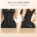 YIANNA Overbust Fajas Colombianas Shapewear for Women Tummy Control Body Shaper Girdles Post Surgery Compression Garment (Black, XL)