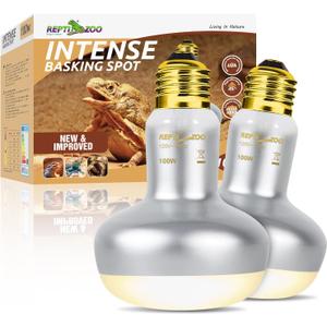 REPTI ZOO 2 Pack Heat Lamp 100W, Intense Basking Spot Simulated Natural Sunlight Heating Lamp Bulb, Heat Emitter UVA Heat Lamp Bulb for Reptile Chickens Pet Brooder