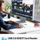 ORICO USB Hub 3.2, Clamp USB-Hub with Extra Power Supply Port, 10Gbps Aluminum 5-Port USB Extender with 2 USB-A 3.2 Ports, USB-C 3.2, SD/TF Card Reader 3.0, USB-3.2 Splitter for Monitor, Desk