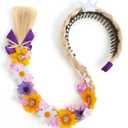 2 x Spooktacular Creations Girls Princess Wig Non Slip, Toddler Long Braided Wig with Teeth Comb, Purple Fairy HeadWear for Toddler Halloween DressUp, Accessories, Themed Party