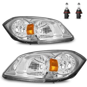 Headlights W/Bulbs for 2005 2006 2007 2008 2009 2010 Chevy Cobalt/2005-2006 Pontiac Pursuit/2007-2009 Pontiac G5(Bulbs included) Halogen Headlamp Replacement Driver & Passenger Side