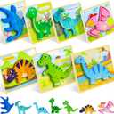 TOY Life Toddler Puzzles Ages 2-4, Wooden Puzzles for Toddlers 1-3, 7 Pcs Dinosaur Puzzle 2 Year Old, Puzzles for Kids Ages 3-5, Toddler Boy Toys 2-3, Educational Learning Toys for 3 Year Old