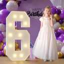 Marquee Numbers 6th-Birthday Large Decorations: 4ft Light Up Numbers Birthday Sign for Boy Girl Six Year Old Anniversary Mosaic Party Decor Backdrop Big Foam Board Number 6