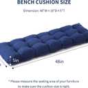 IPYNBAP Outdoor Bench Cushion, 48x18x5 Inch, Waterproof Bench Cushion for Outdoor/Indoor Furniture, Tufted Patio Bench Seat Cushion, Fade Resistant Outdoor Cushions for Porch Swing Couch, Navy Blue