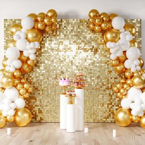 COKAOBE LiteGrid Series Shimmer Wall Backdrop - 48Pcs Light Gold