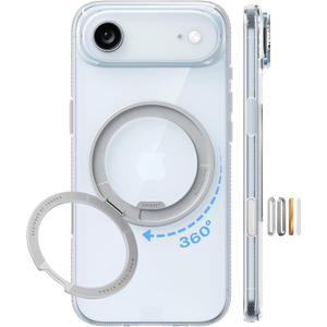 TORRAS 360 Magnetic Stand for iPhone Air Case, [Fit for MagSafe] [Military-Grade Protection] Slim Case for iPhone 17 Air, 2025, Clear, Ostand O3 Fitness Series
