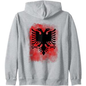 Albanian Albanian Flag print on back Albania Eagle Kosovo Zip Hoodie Size XL