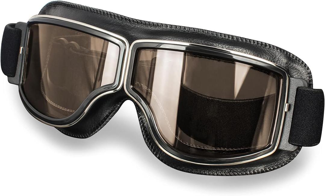 Motorcycle Goggle Vintage Riding Glasses Women Men Adult Dirt Bike Off-road Safety Sport Anti-scratch Eyewear Cycling (Smoke)