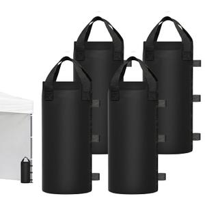 112 LBS Sand Bags for Canopy Weights  4 Pack Heavy Duty Sandbags with Handle, Leak-Proof Oxford Cloth, Wind Resistant Weights for Beach Umbrella, Awning, Camping, Outdoor Events-Black