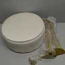 IBUYKE Velvet Storage Footrest Stool Ottoman, Makeup Vanity Stool Side Table with Golden Steel Legs Removable Cover, Coffee Table Top Cover, Creamy-White LG-20M