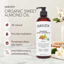 PURA D'OR ORGANIC Sweet Almond Oil (16 Oz) 100% Pure & Natural USDA Certified Cold Pressed Carrier Oil For DIY Beauty - Non-Greasy, Unscented, Hexane Free Moisturizer - For Hair & Skin | ORGANIC, 100% Pure, Natural, USDA Certified, Cold Pressed, Carrier Oil