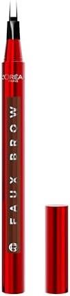 L'Oreal Paris Faux Brow, Hair-Like, Filling Eyebrow Pen with Double-Brush Tip, Fast & Precise Eyebrow Makeup, Light Brunette, 0.04 Fl Oz