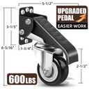 SPACECARE Workbench Casters kit 600Lbs Heavy Duty Quick Release 2 Mounting Options Retractable Workbench Stepdown Caster Wheels Adjustable Polyurethane Durable Steel Construction (Set of 4)