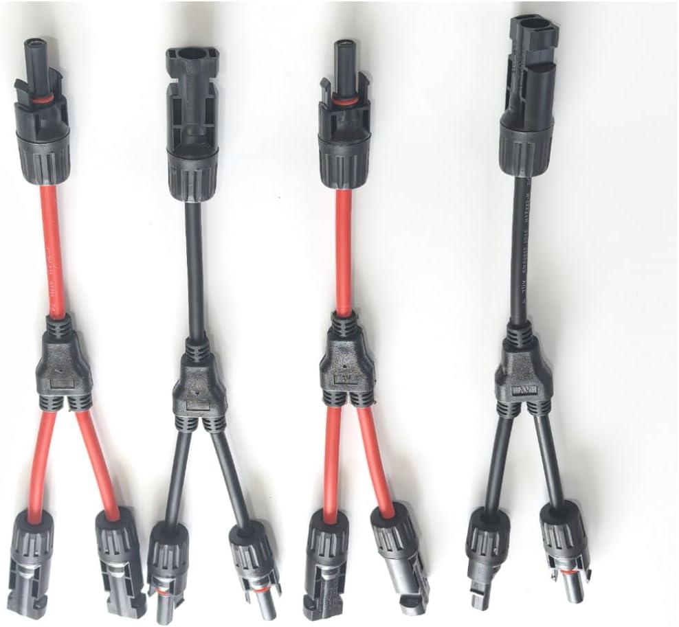 4pcs mc4 y connectors, 30amp Solar Connectors Photovoltaic Panel Adaptor Y Branch Plug 1 To 2 Parallel Connection Of Battery Plate Assembly RV PV Group Line solar panel connectors for Solar Panel