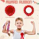 12 Pieces Blank Award Ribbon Prize 1st Place Rosette Medal Winner Victory Recognition Participation Ribbon for Competition Sport Event School Contest(Red)