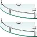Crowye 2 Pcs Corner Shower Shelf 2-tier Glass Corner Shelf Stainless Steel Wall Mounted Bathroom Organizer for Storing Shower Gel Shampoo Brush, 9.25 Inches (Silver)