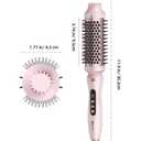 Thermal Brush, 1.7 inch Heated Round Brush with Detachable Head, Velvet Pouch and Dual Voltage for Travel, Easy to Create Blowout Look (Silver) (Pink)