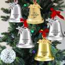 Christmas Bell Ornament Iron Plated Bell Ornament with Red Ribbon Perfect Annual Christmas Tree Decoration 2025 (Silver