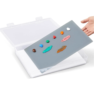 Nuanchu 1 Set Handy Glass Oil Paint Palette Included 12.8 x 9.25 Inches Airtight Stay Wet Palette Container and 11.8 x 8.5 Inches Tempered Glass, Keeps Paint Fresh, Ideal for Travel Outdoor, Grey