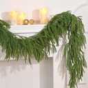 MARTINE MALL Christmas Garland, 6FT Real Touch Norfolk Pine Garland, Cedar Garland Christmas Garlands for Mantle Christmas Pine Garlands for Front Door Fireplace Table (1PCS)