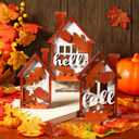 2 x Yousoontic 3 Pcs Hello Fall Decor Signs Maple Leaves Tabletop Decor 3D Hollow Thanksgiving Leaves House Sign Rustic Tiered Tray Decorations Autumn Table Centerpieces for Home Kitchen Harvest