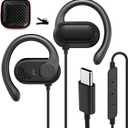 Open Ear Headphones Wired for Samsung S25 S24 Ultra S23 Fe S22+ A35, USB Type C Earphone with Mic Over Ear Wired Earbuds with Ear Hook for iPhone 17 Air 16 15 Pro Max Plus iPad Pixel 10 9 8a 7