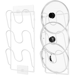 ORDORA 2 Pack Pot Lid Organizer Rack for Cabinet Door, 6-Tier Pot Lid Holders inside Cabinet, No Drilling Adhesive Wall Door Mounted Rustproof Pots and Pans Cover Organizers for Kitchen Storage, White