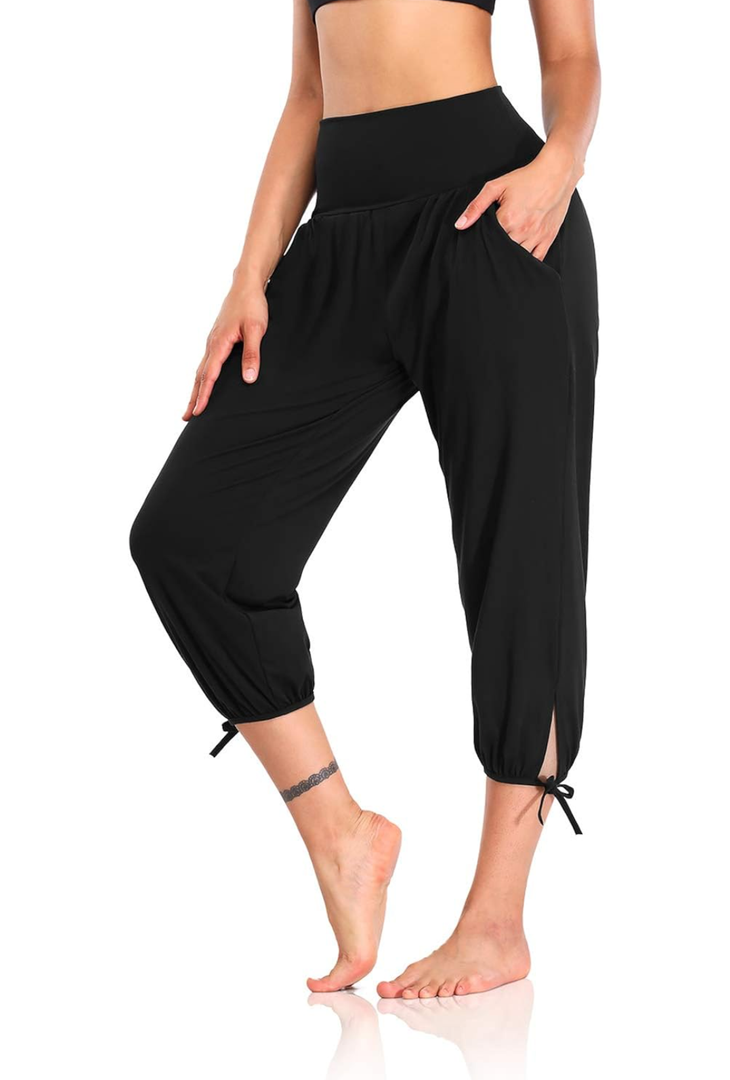 DIBAOLONG Womens Yoga Pants Capri Loose Workout Sweatpants Comfy Lounge Joggers with Pockets, Large