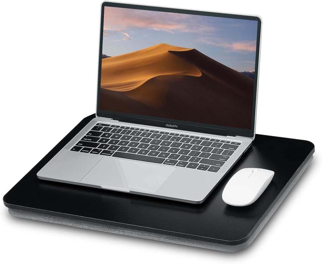 ZEAPTAC Portable Lap Laptop Desk with Pillow Cushion, Fits up to 15.6 inch Laptop, Lap Stand for Bed & Couch & Carpet, Book Tablet/Drawing Board/Computer Laptop Stand - Black