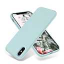 OTOFLY Compatible with iPhone X Case, [Silky and Soft Touch Series] Premium Soft Silicone Rubber Full-Body Protective Bumper Case - MintCream