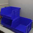 Akro-Mils 30270 AkroBins Plastic Storage Bins, Space-Saving Stackable Bins for Garage, Pantry, Craft Organization, 18" x 16" x 11", Blue, 3-Pack