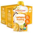 Happy Tot Organics Oatmilk Pudding, Dairy-Free, Stage 4 Toddler Snack, Oatmilk, Mangos, Pineapples & Coconutmilk, 4 Ounce Pouch, Pack of 16 (BB: October 12, 2025)